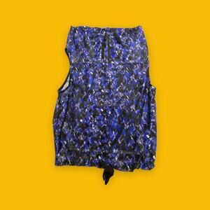 Fabletics x Demi Lovato Blue Black Mesh Drawstring Quarter Zip Athletic Top XS